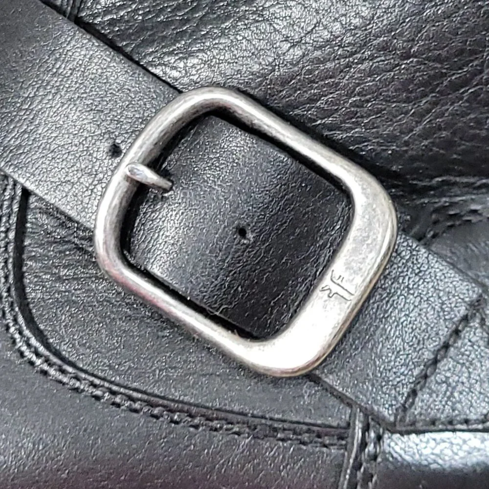 Frye Company Veronica Bootie Women Size 7 B Black Leather Buckle Moto Grunge NEW